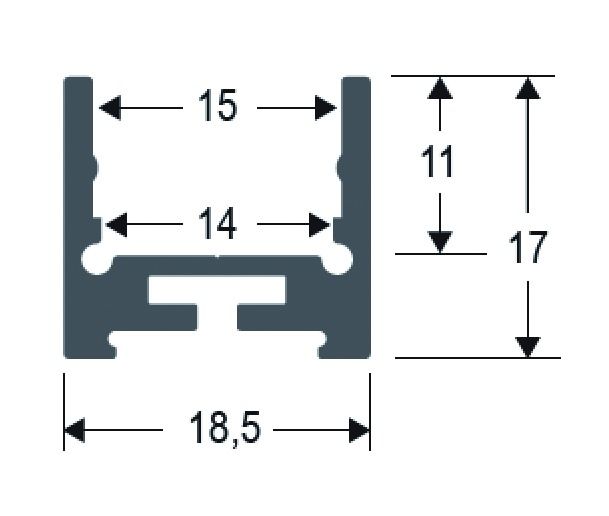 Profil alu IP20 1000x18,5x14mm Zubehör