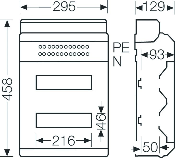 Automatengehäuse AP 2x12TE Kst IP65 REG 295x458x129mm ET93mm
