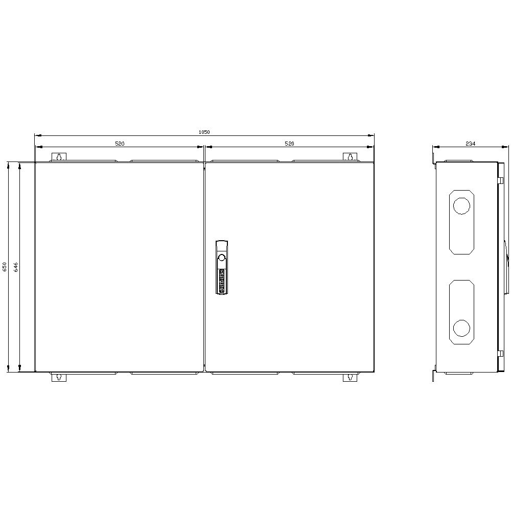 Leergehäuse ST IP43 B1050xH650xT210mm ET210mm geschl