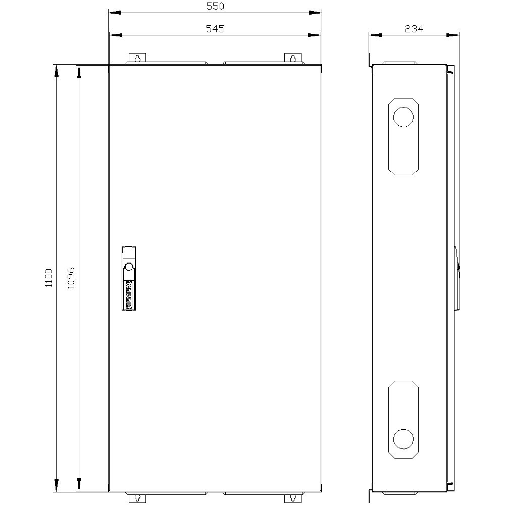Leergehäuse ST IP43 B550xH1100xT210mm ET210mm geschl