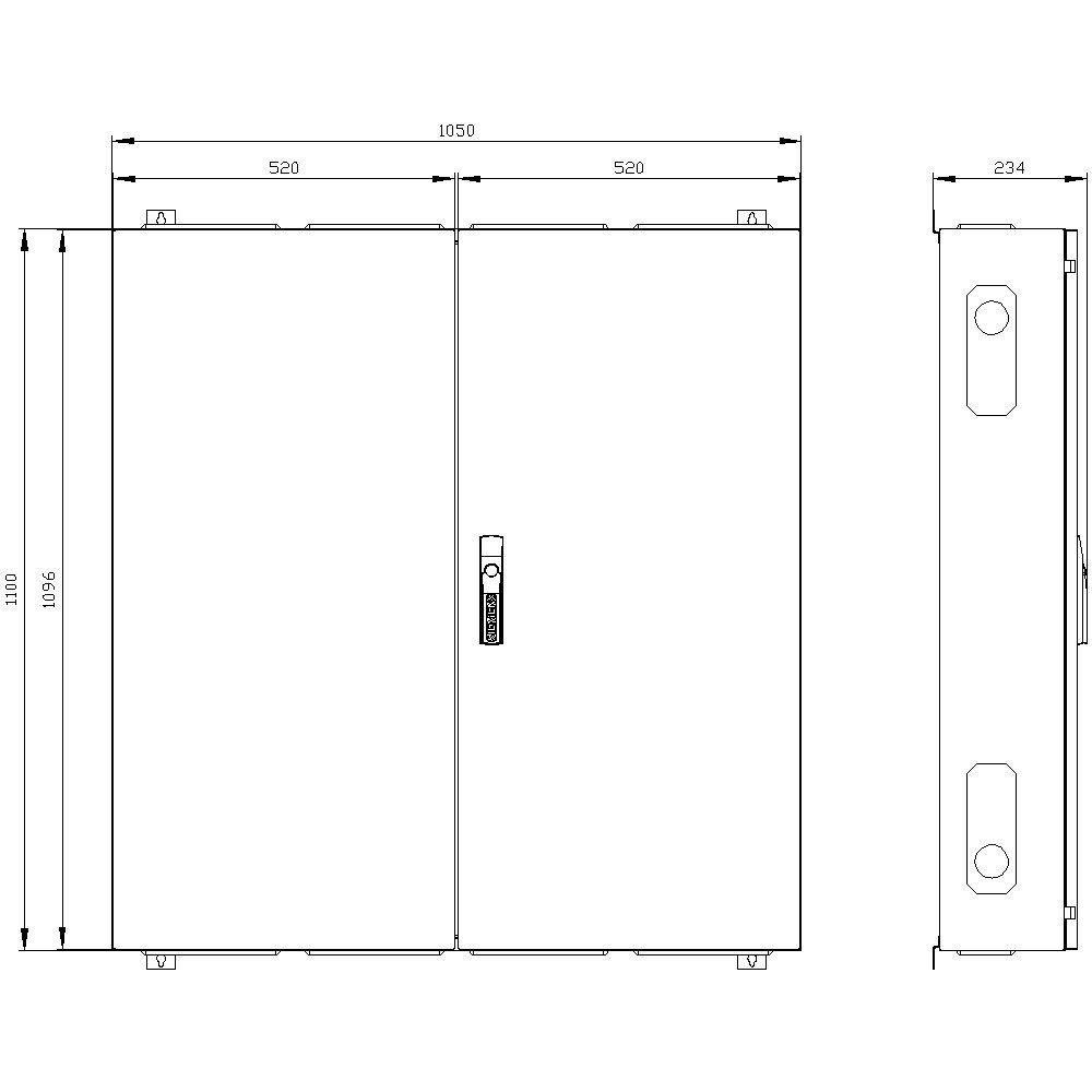Leergehäuse ST IP43 B1050xH1100xT210mm ET210mm geschl