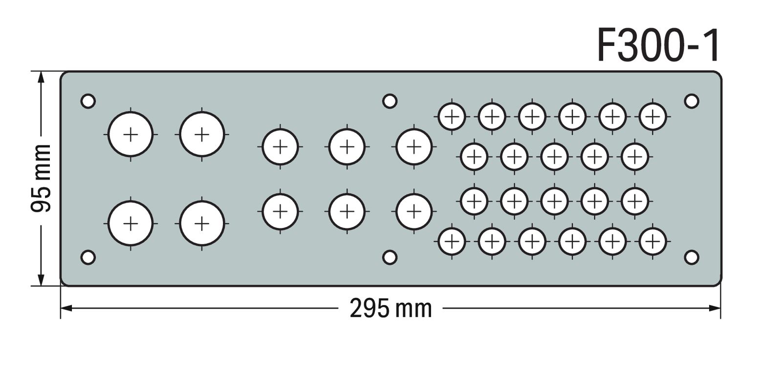 Schrank-Frontplatte 2HE Serie 850 lack B295xH95mm ST