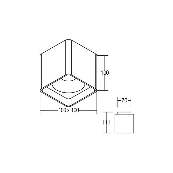 LED-Anbaustrahler 12,5W QUBIC 3000K 1LED 1130lm Konv Alu IP20 ws mt 100x100x111mm