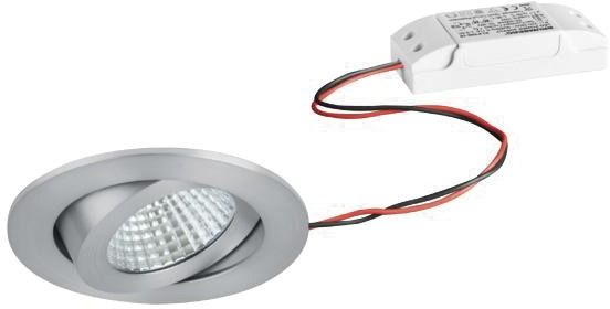 LED-Einbaustrahler 6W 3000K 730lm Konv alu mt 1LED IP65 RF:hochglänzend