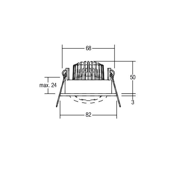 LED-Einbaustrahler 6W 3000K 730lm Konv alu mt 1LED IP65 RF:hochglänzend