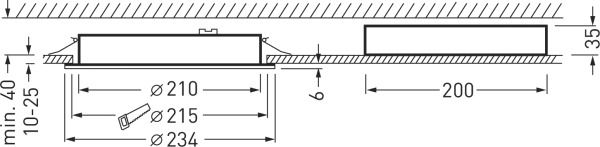 LED-Einbaustrahler 9W 4000K 1200lm Konv ws mt 1LED Alu IP54 Ø/EB215mm