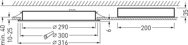 LED-Einbaustrahler 15W 4000K 2000lm Konv ws mt 1LED Alu IP54 Ø/EB300mm