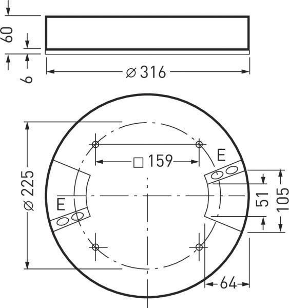 LED-Downlight 23W 3000K 3000lm ws Konv Dimmung DALI IP40 Ø316x60mm