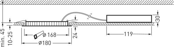 LED-Einbaustrahler 15W 3000K 1300lm ws mt IP44 1LED Alu extrem breitstrahlend