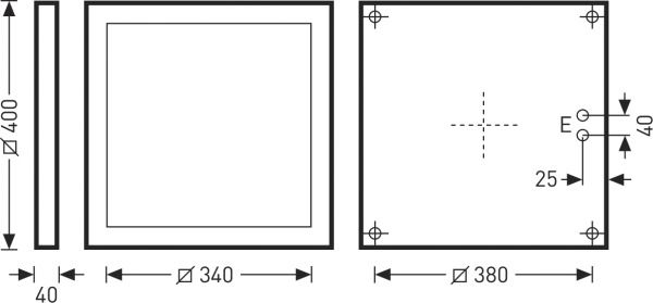 LED-Glasleuchte 18W 3000K 1100lm anth Konv IP65 400x400x40mm