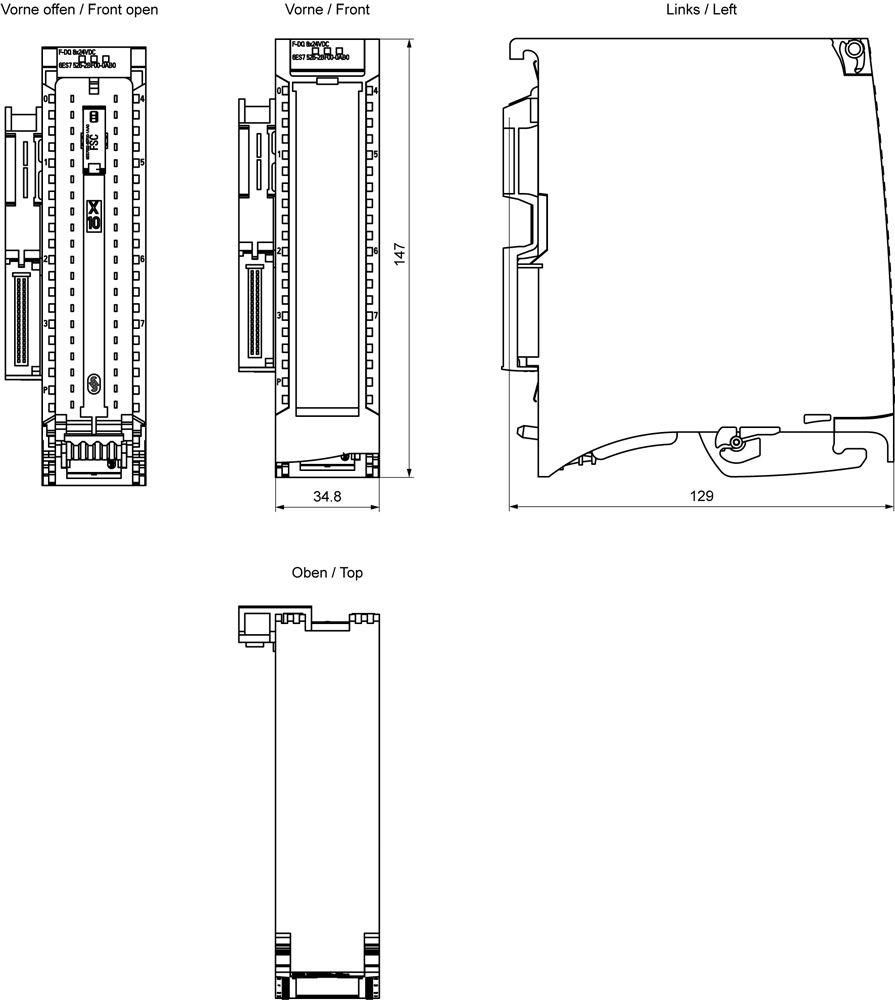 SPS-Digitales E/A-Modul 8Ausg 2A DC 24V 19,2-28,8V Schraub