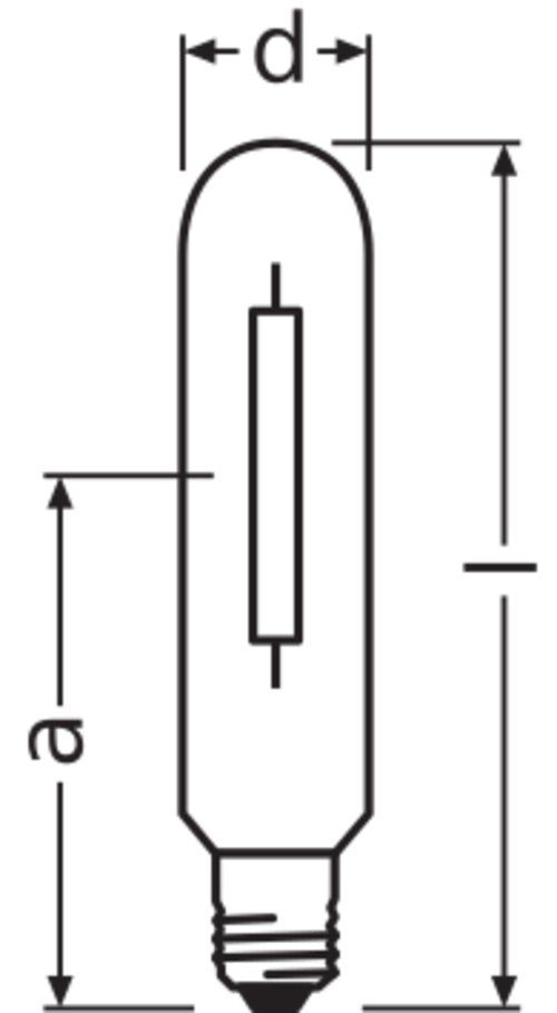 Natriumdampflampe 50W VIALOX E27 2000K Röhre einseitig gesockelt extZündg.erf.