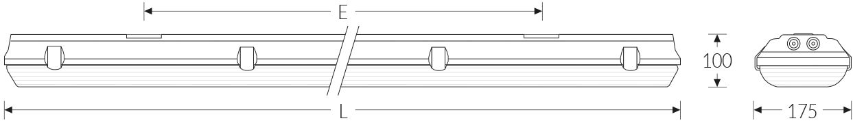 LED-Wannenleuchte gr IP65 G13 1565x175x100mm