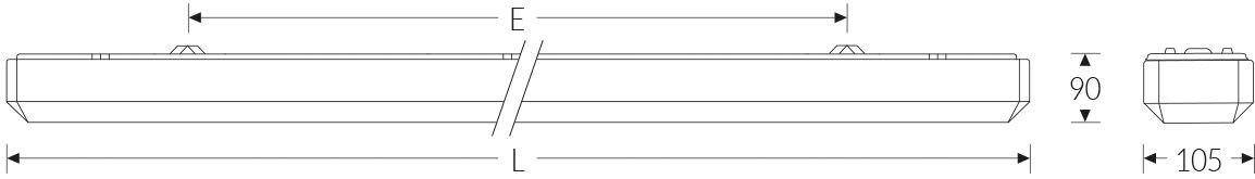 LED-Wannenleuchte 18W ws EVG IP50 660x105x90mm