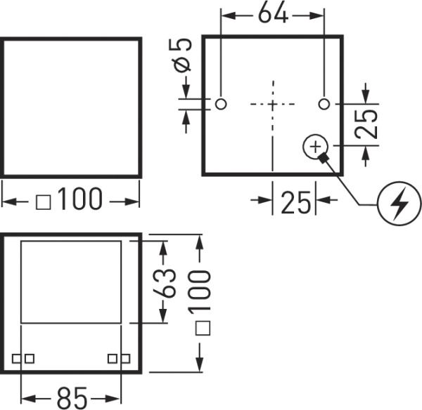 LED-Wandanbauleuchte 4W 3000K 90lm anth Konv IP65 100x100x100mm