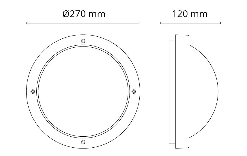 LED-Sensorleuchte PRIMO 10W 3000K 740lm sw IP65 BWM Ø270x110mm