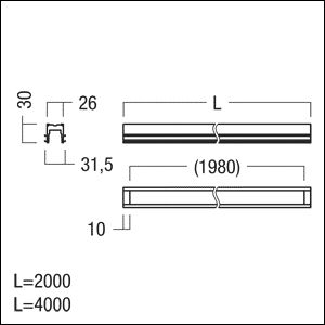 Einbauprofil sw SUPERSYSTEM Alu 2000x64mm