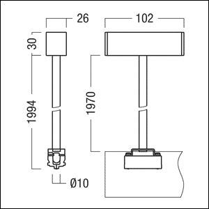 Rohrpendelabhängung sw SUPERSYSTEM Alu L102mm B26mm H2000mm
