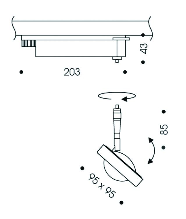 LED-Anbaustrahler 12,5W KELVEEN 3000K mt 1000lm Konv 1LED Alu IP20 chr NV-Adapt