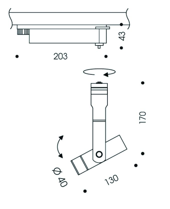 LED-Anbaustrahler 10,5W HUBBLE 3000K Alu 600lm Konv 1LED IP20 ws mt NV-Adapt