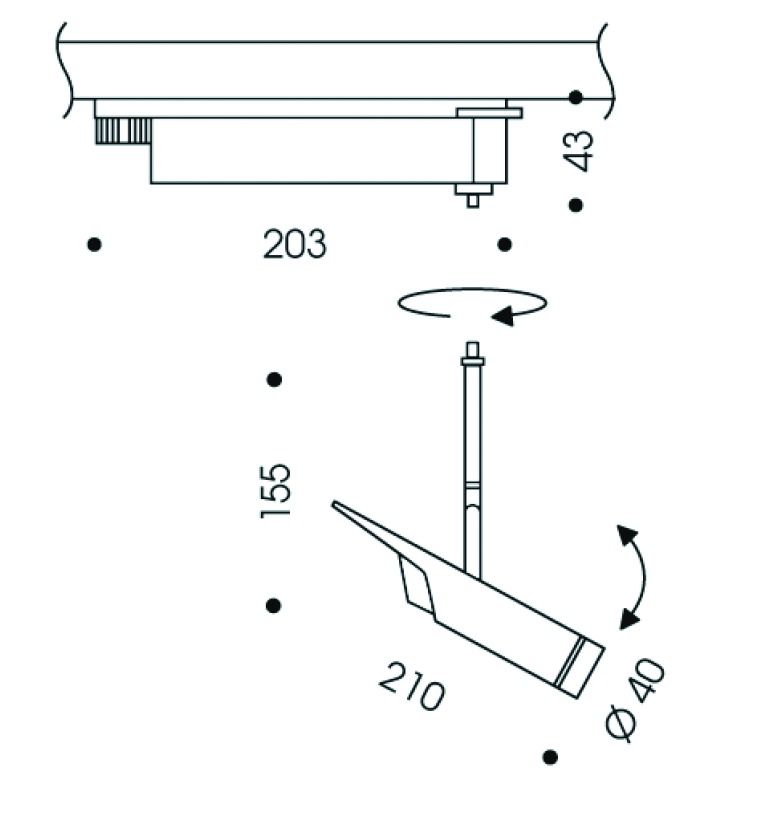 LED-Anbaustrahler 8,4W AVIATION 3000K ws 650lm Konv 1LED Alu IP20 mt NV-Adapt