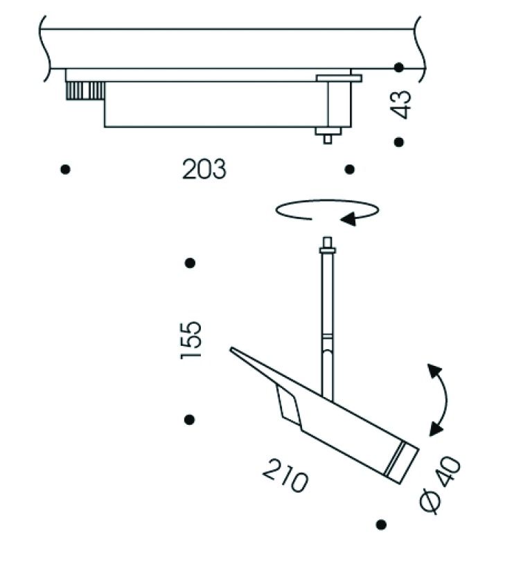 LED-Anbaustrahler 8,4W AVIATION 3000K sw 650lm Konv 1LED Alu IP20 mt NV-Adapt