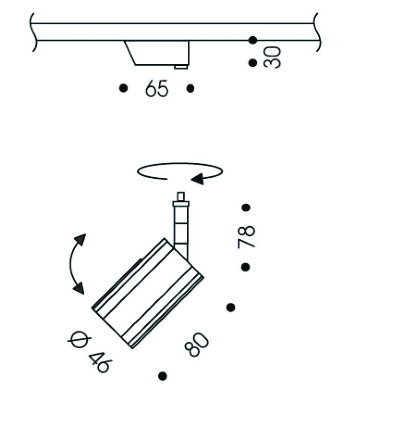 LED-Anbaustrahler 8W RIDGE 3000K 650lm Konv 1LED Alu IP20 chr mt breitstrahlend