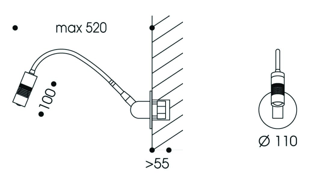 LED-Leseleuchte A LITTLE BIT 9W 3000K 550lm chr Konv IP20 Ø110x100mm