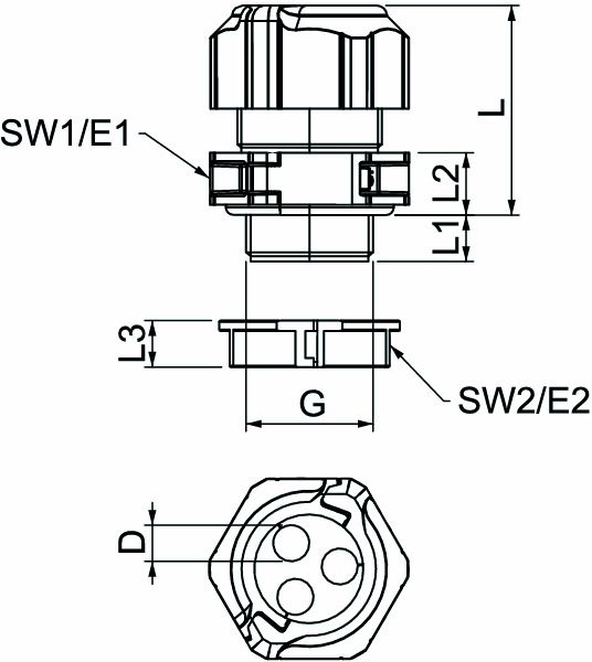 Kabelverschraubung M25 V-TEC TB PC gr unbeh Polycarbonat (PC) 11mm IP67 ger