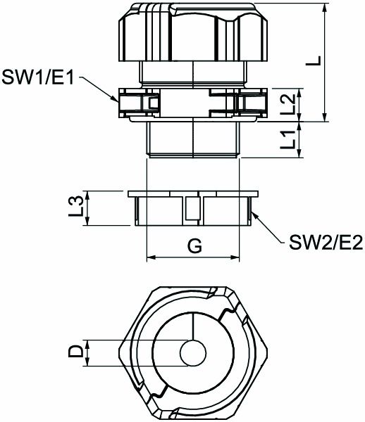 Kabelverschraubung M32 V-TEC TB PC gr unbeh Polycarbonat (PC) 14mm IP67 ger