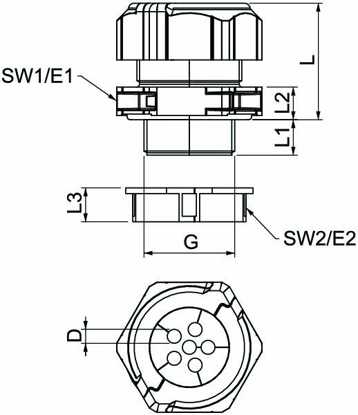 Kabelverschraubung M32 V-TEC TB PC gr unbeh Polycarbonat (PC) 14mm IP67 ger