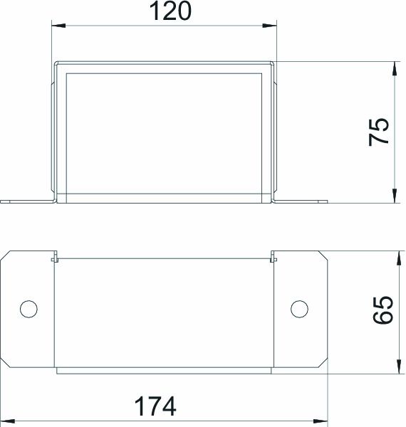 Endstück für abgehängte M I30 li/re vz 120x75mm ws