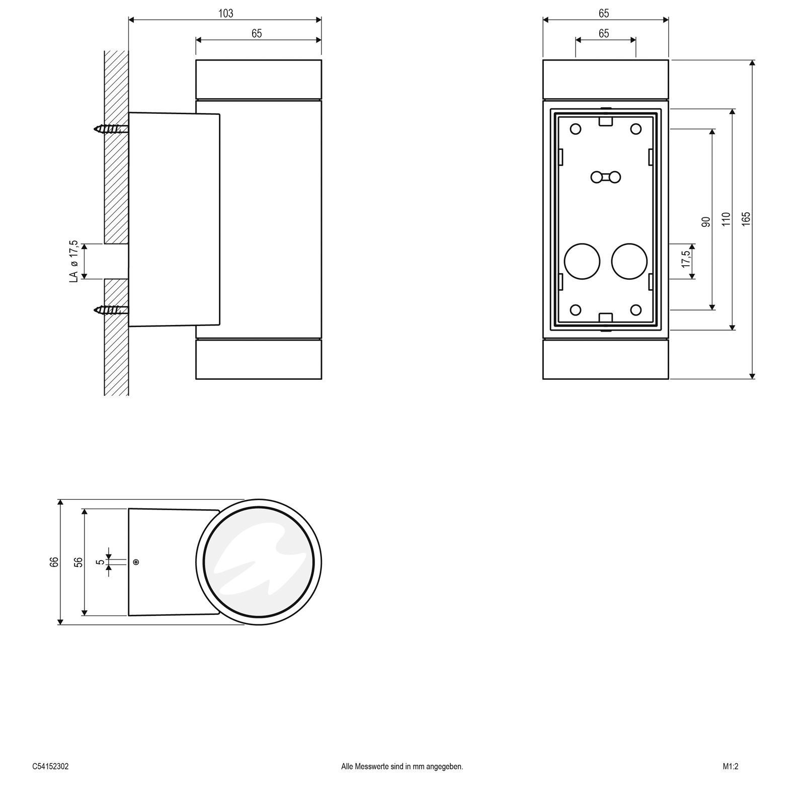 LED-Up/Down Leuchte 6W 3000K 360lm anth Konv IP54 Ø64x165mm