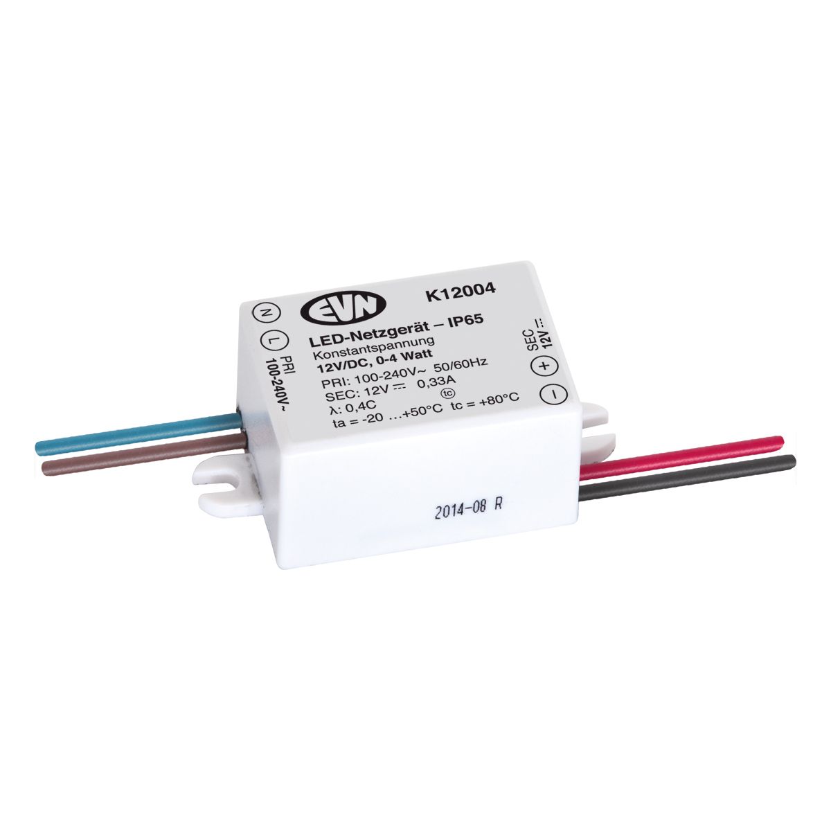 LED-Trafo 0,1-4W 12V IP65 Kstgeh stat 54x27x21mm