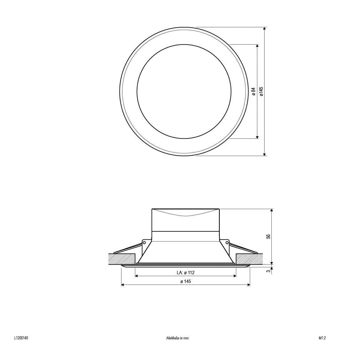 LED-Einbaustrahler 14W LED 4000K 1100lm Konv ws 1LED Kst IP20 mt RF:hochglänzend