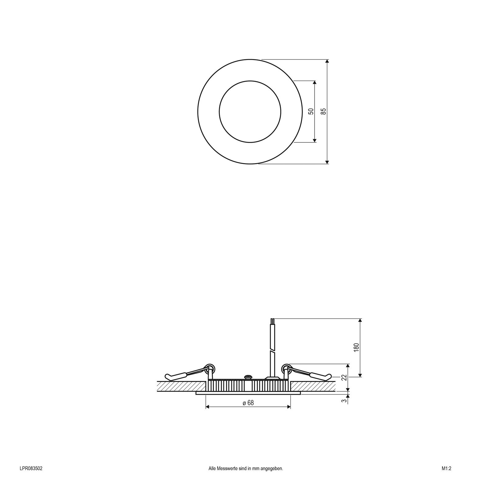 LED-Deckeneinbauleuchte 5W 3000K 347lm si Konv IP20 Ø85x25mm
