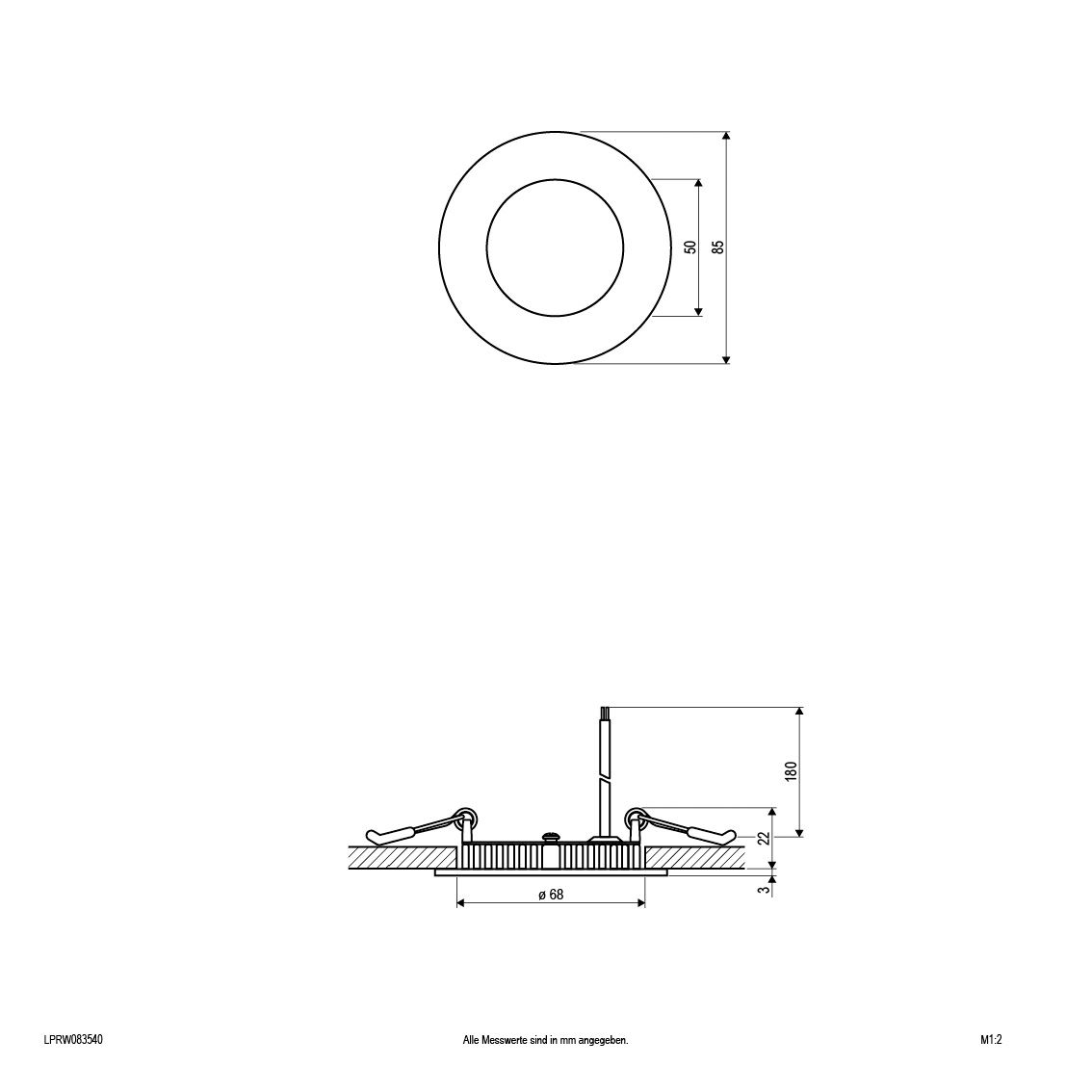 LED-Deckeneinbauleuchte 5W 4000K 360lm ws Konv IP20 Ø85x25mm