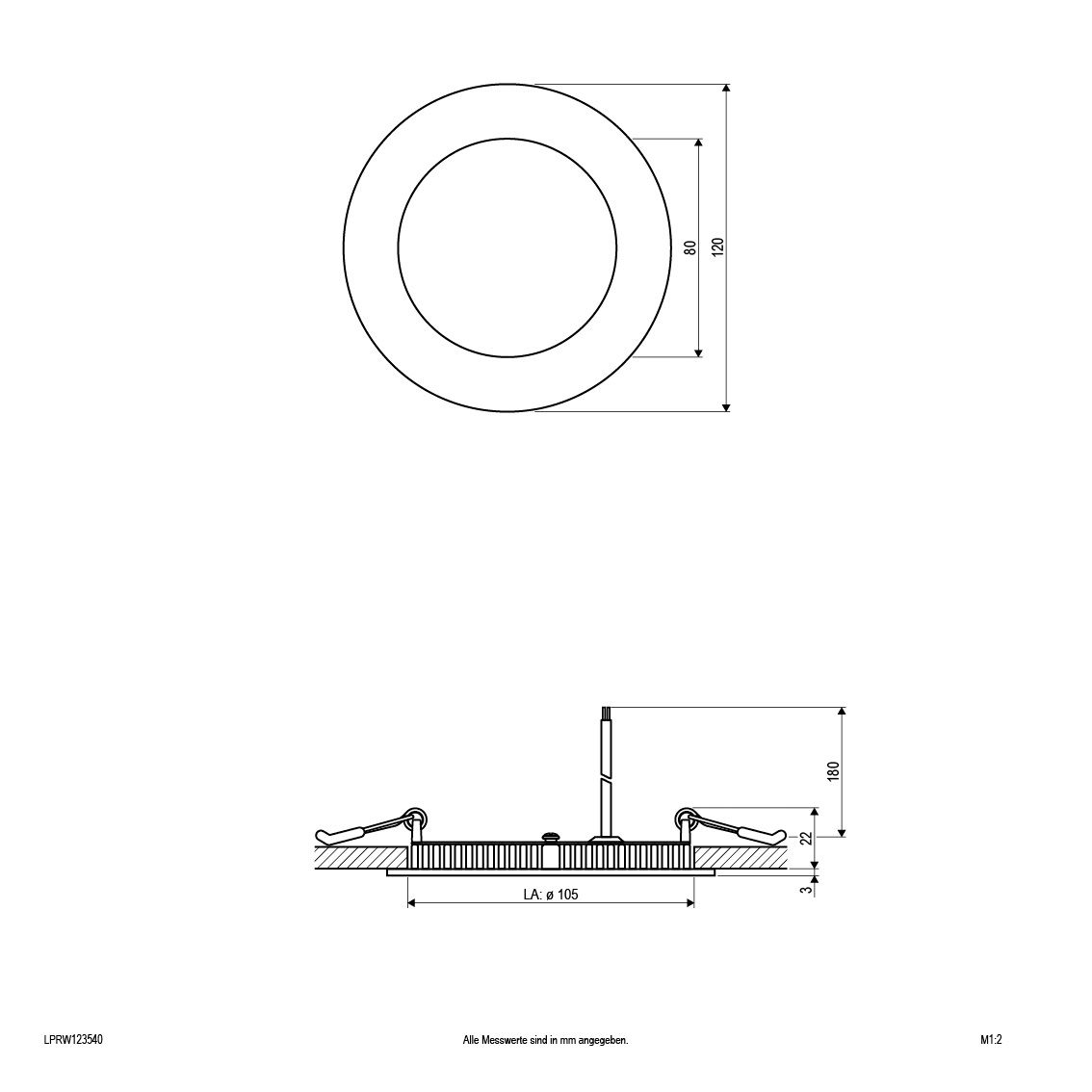 LED-Deckeneinbauleuchte 9W 4000K 630lm ws Konv IP20 Ø120x25mm