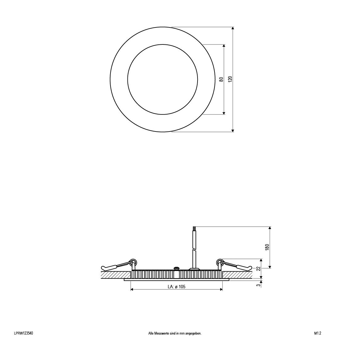 LED-Deckeneinbauleuchte 9W 4000K 630lm ws IP20 Ø120x25mm