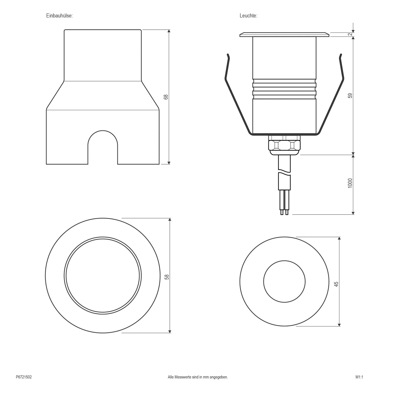 LED-Bodeneinbauleuchte 1,5W 3000K 62lm IP67 LED nicht austauschbar 1LED edst