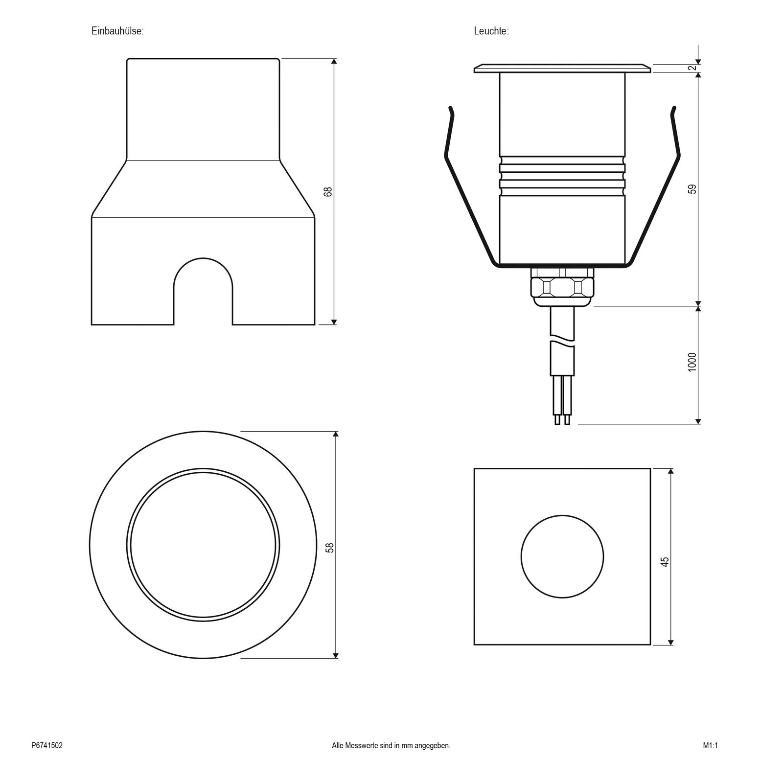 LED-Bodeneinbauleuchte 1,5W 3000K 59lm IP67 LED nicht austauschbar 1LED edst