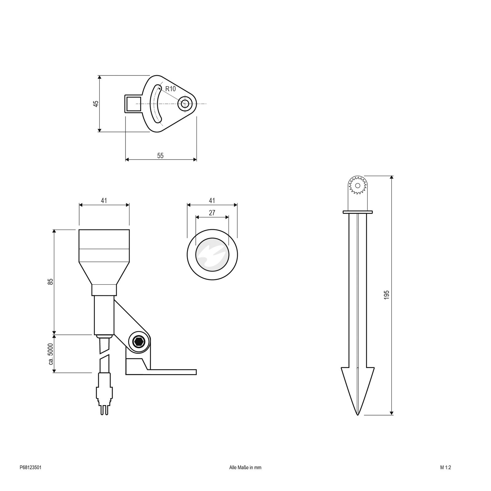 LED-Wegeleuchte 3,5W IP68 6000K 240lm edst 1LED GZ4 Gl_tr