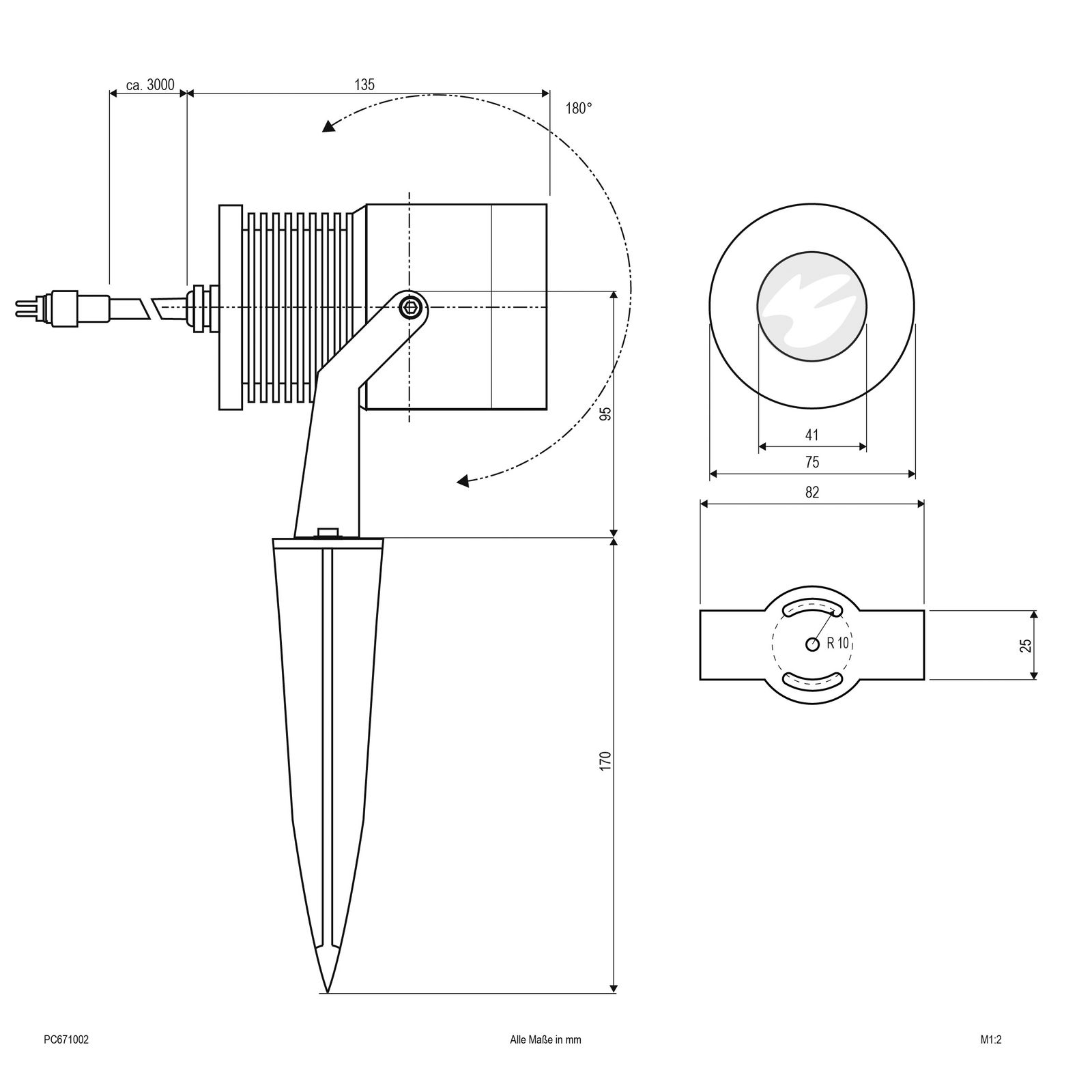 LED-Wegeleuchte 10W IP67 3000K 550lm alu Alu 1LED Gl_tr