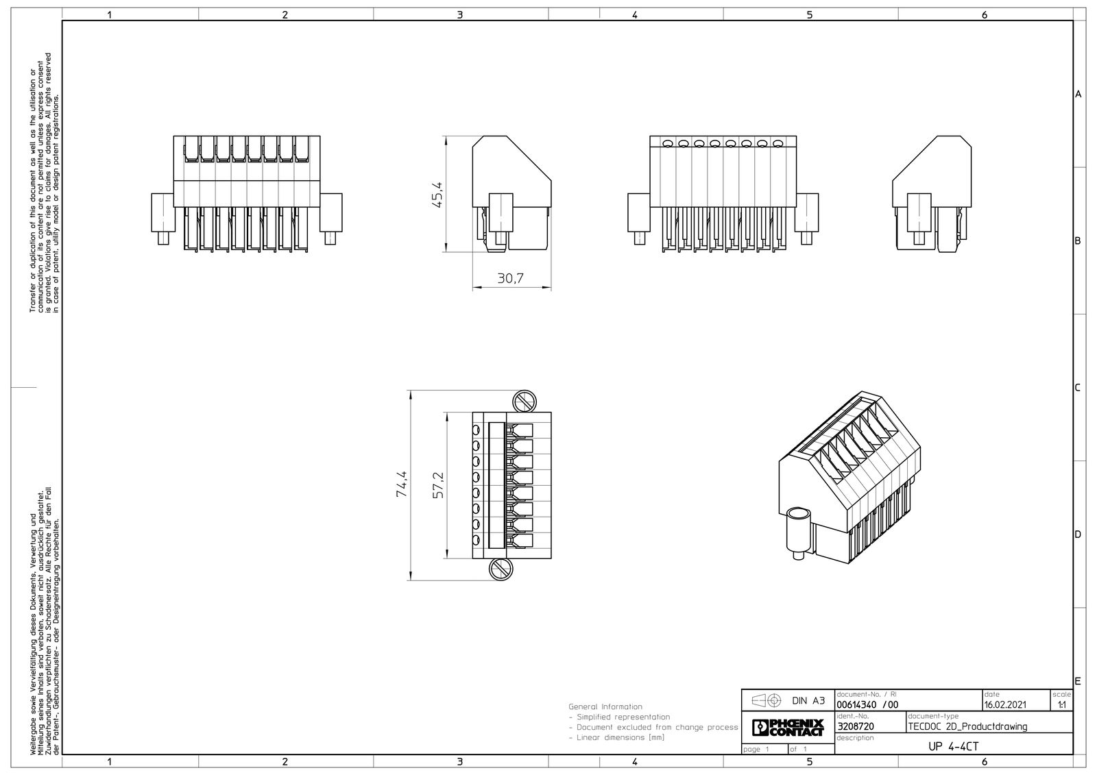 Reihenklemme 0,14-6qmm 1Etage 1kl gr 15A