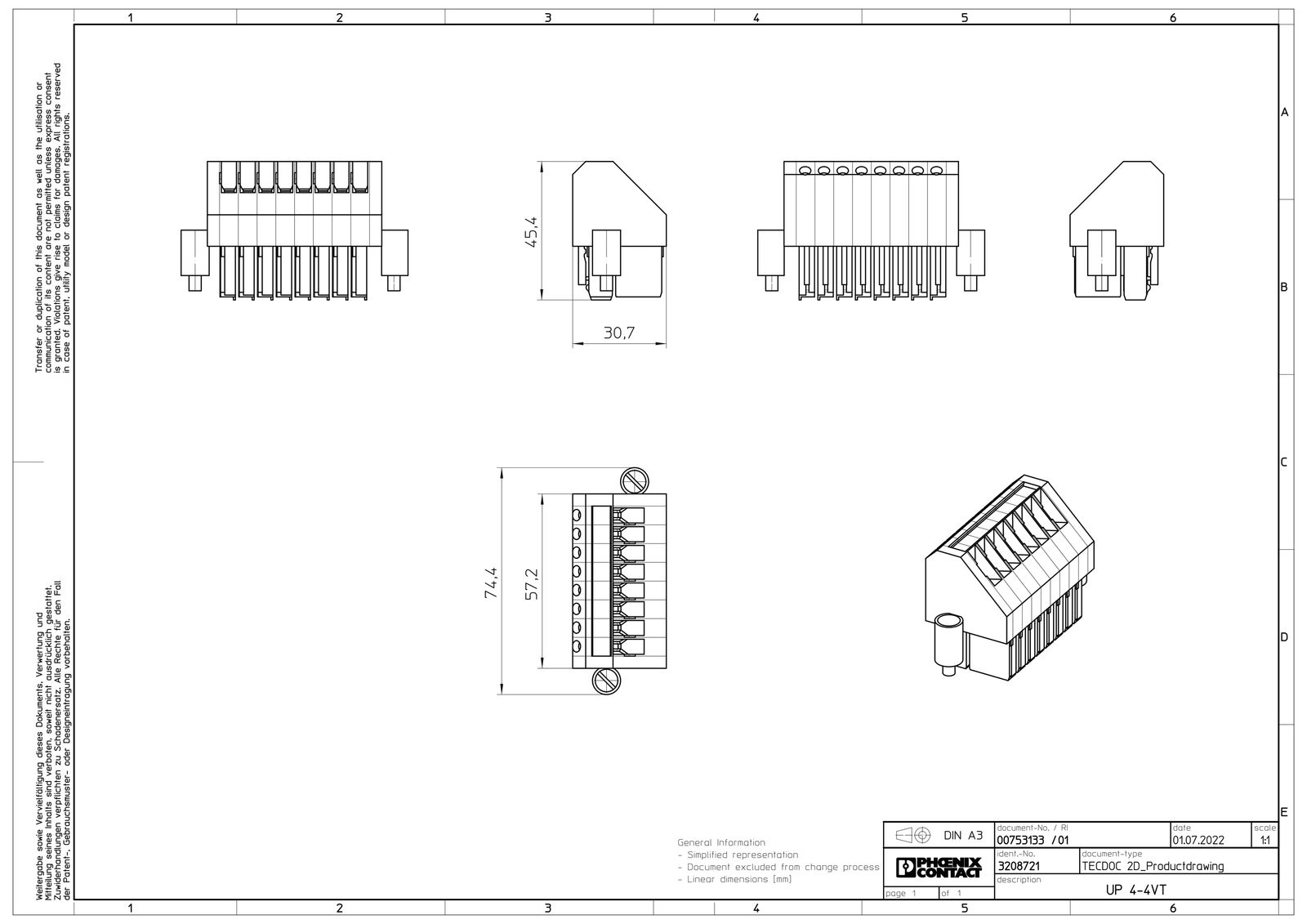 Reihenklemme 0,14-6qmm 1Etage 1kl gr 15A