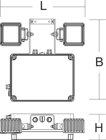 LED-Sicherheitsleuchte PowerboxFlood 72W 6500K 2LEDs 2350lm Wandanb IP54 dezentr