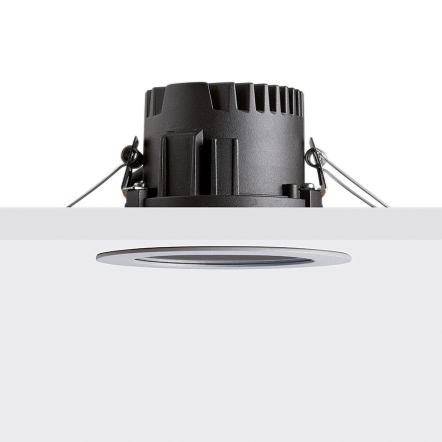 LED-Einbaustrahler 19W 3000K 1863lm Konv ws mt 1LED Alu IP65 RF:matt Ø/EB125-0mm