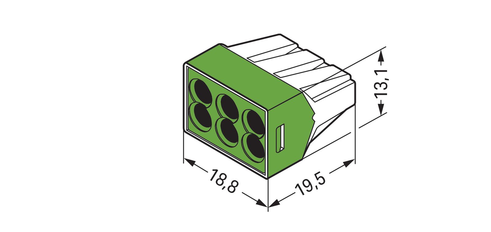 Steckklemme 6f 400V 24A 1,5-2,5qmm gn f.Massivleiter
