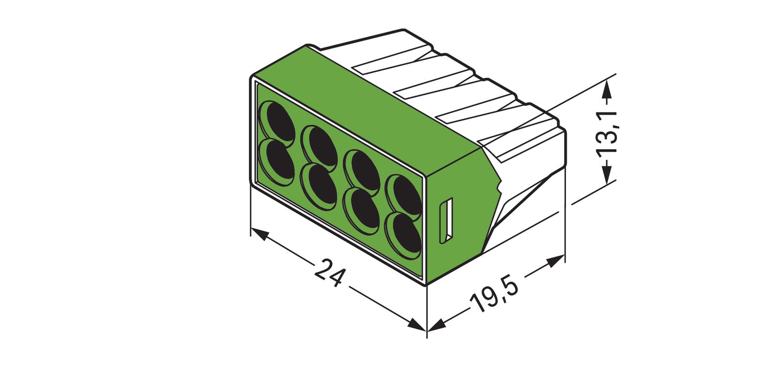Steckklemme 8f 400V 24A 1,5-2,5qmm gn f.Massivleiter