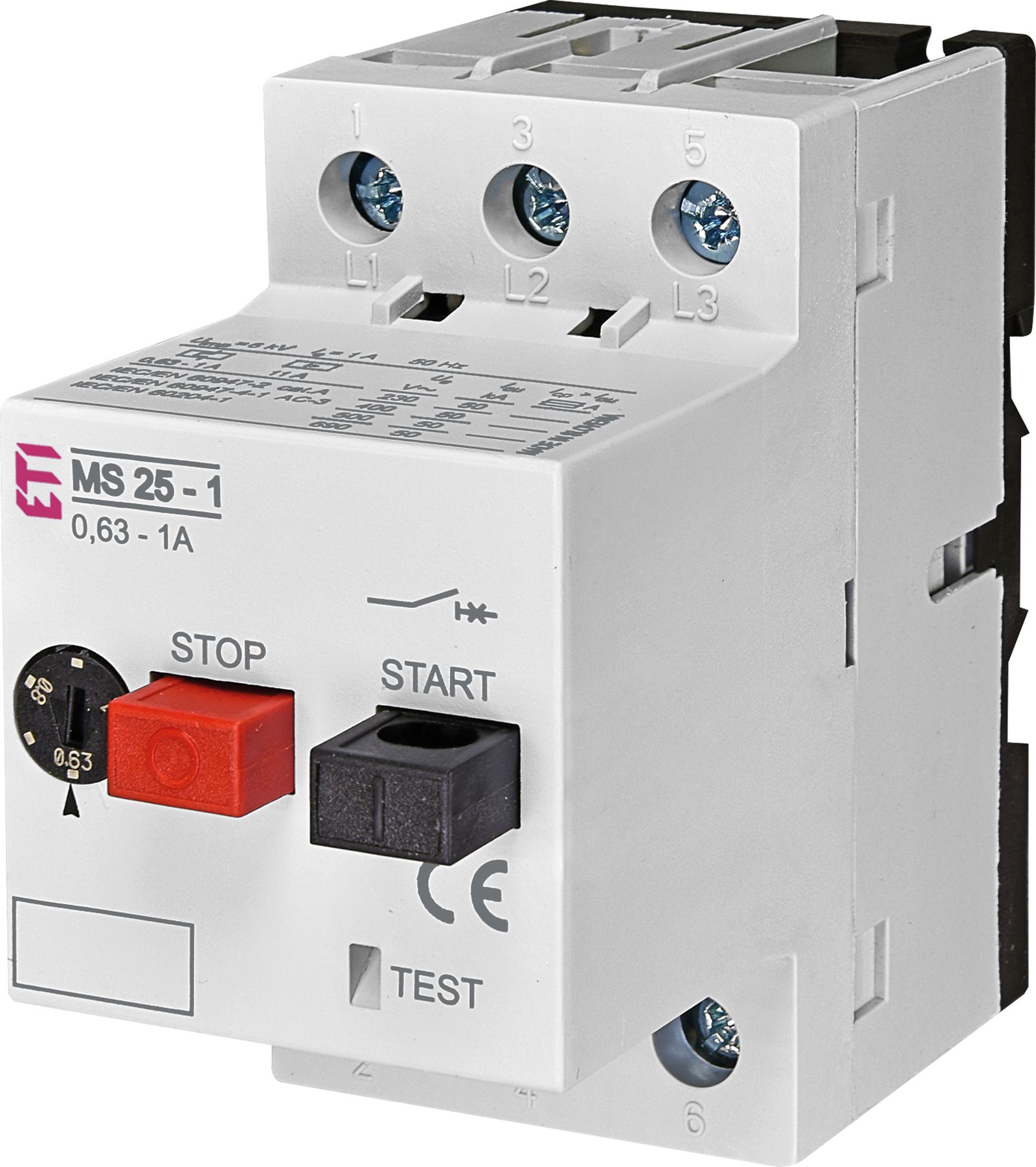 Motorschutzschalter 3p 0,63-1A 400-690V Einb Festeinbau IP20 thermomagnetisch